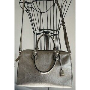 Michael Kors Gold Mercer Medium Metallic Leather Crossbody Handbag Purse